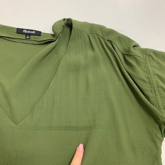 Madewell T Shirt Dress Womens M Medium Olive Green Novel Shift Drapey Side Vents - Picture 8 of 15